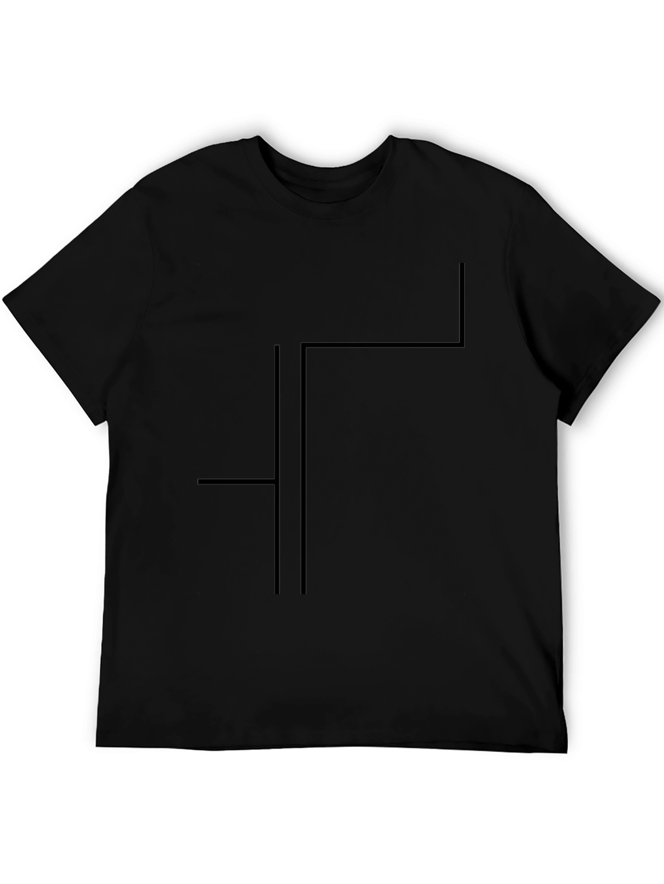 Black Minimalist Black T-Shirt Geometric Design view 5
