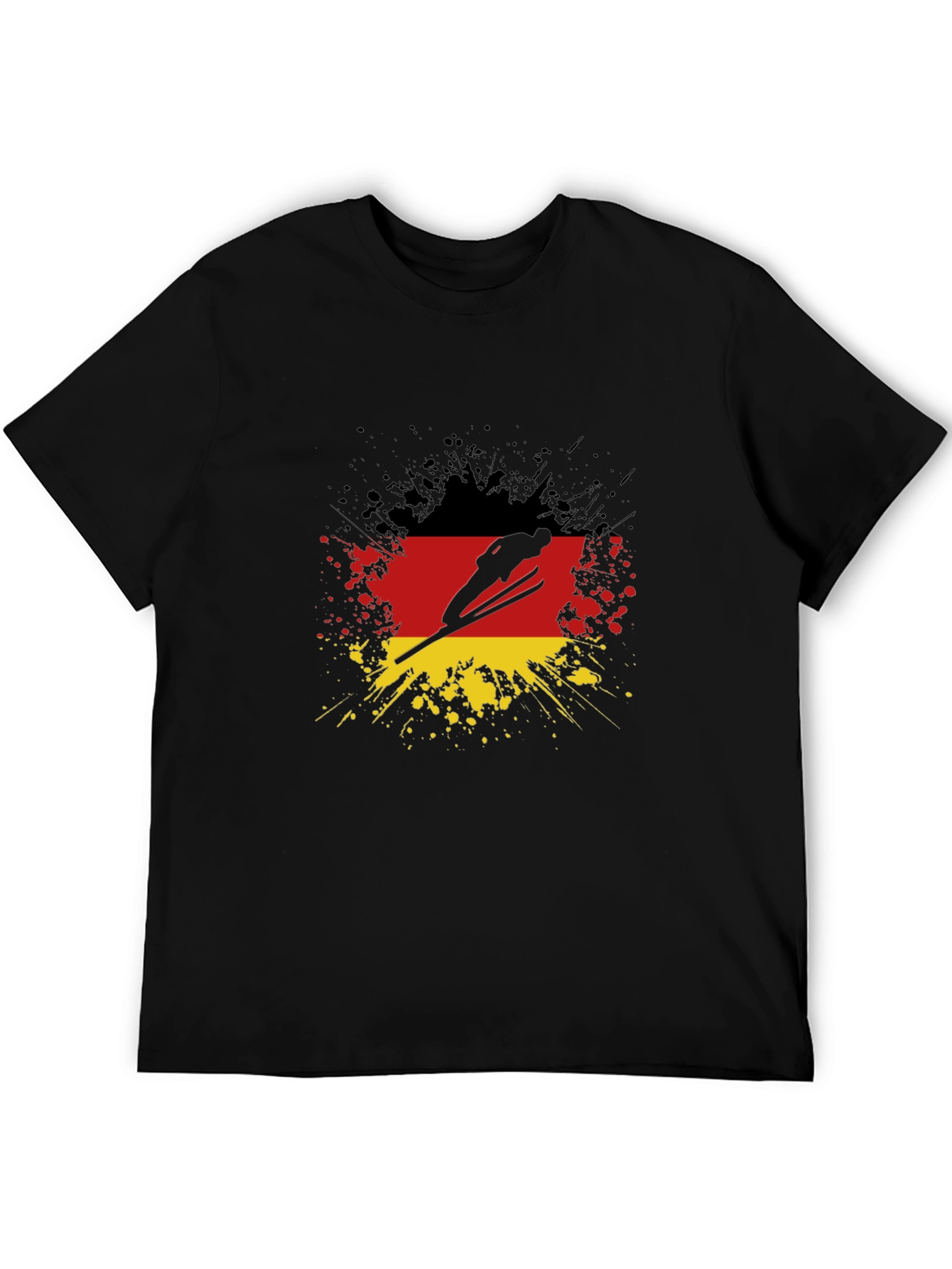 Black Germany Flag Ski Jumper T-Shirt view 5