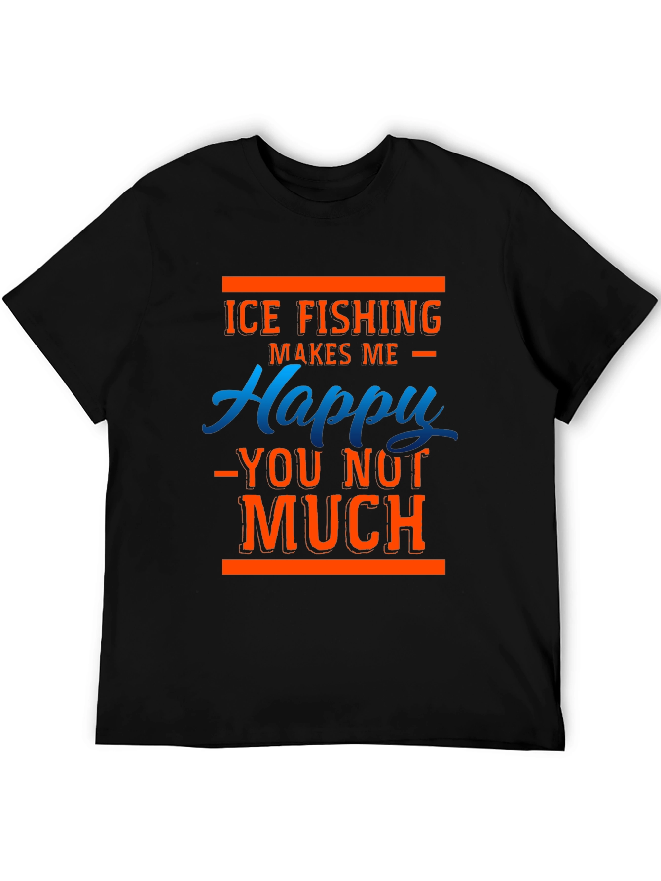 Black Ice Fishing Makes Me Happy T-Shirt view 5