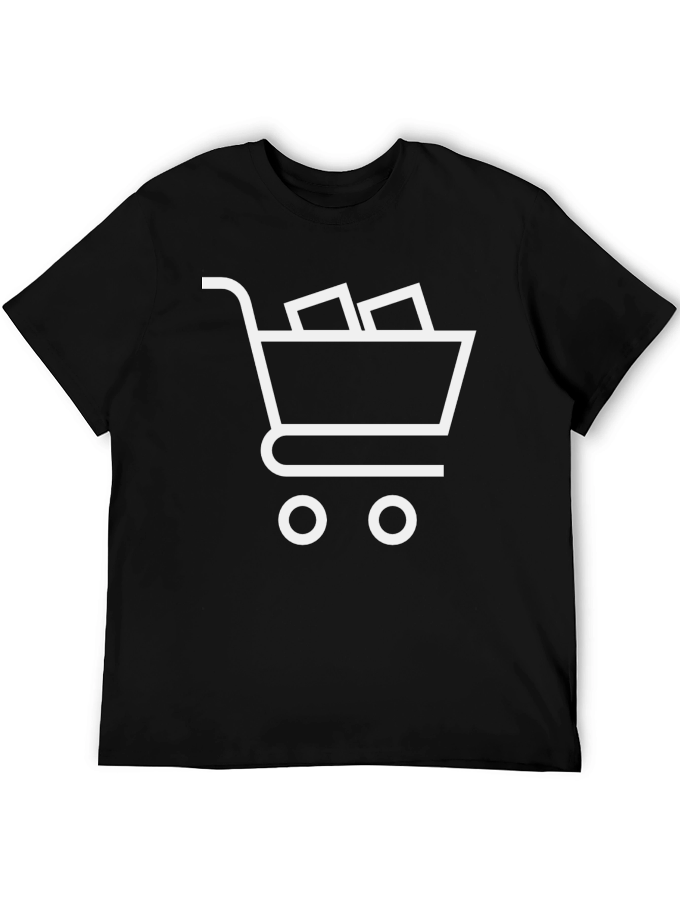 Black Shopping Cart Graphic T-Shirt - Modern Black Tee view 5