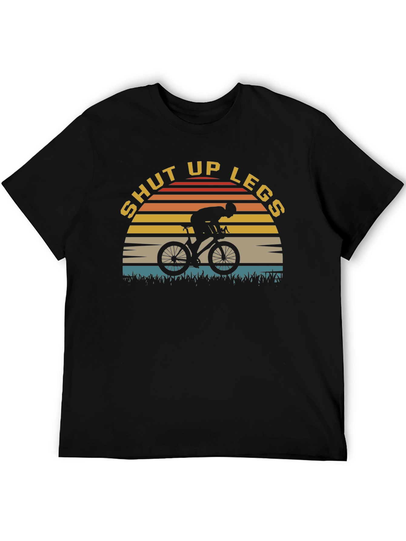 Black Shut Up Legs Cycling T-Shirt - Retro Style Cyclist Tee view 5