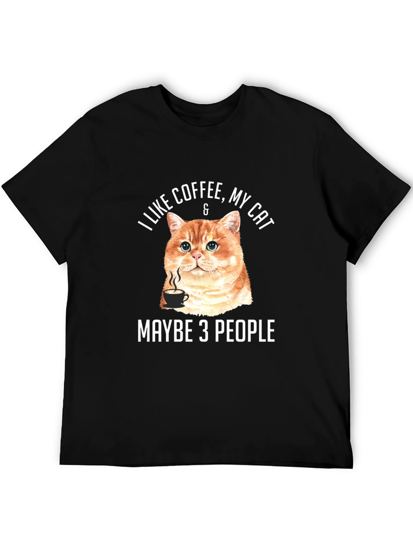 Black Coffee & Cat Lover Graphic Tee - "Maybe 3 People" view 5