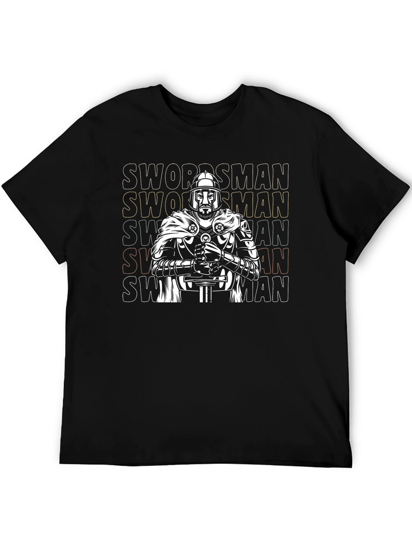 Black Swordsman Graphic Tee - Medieval Warrior Design view 5