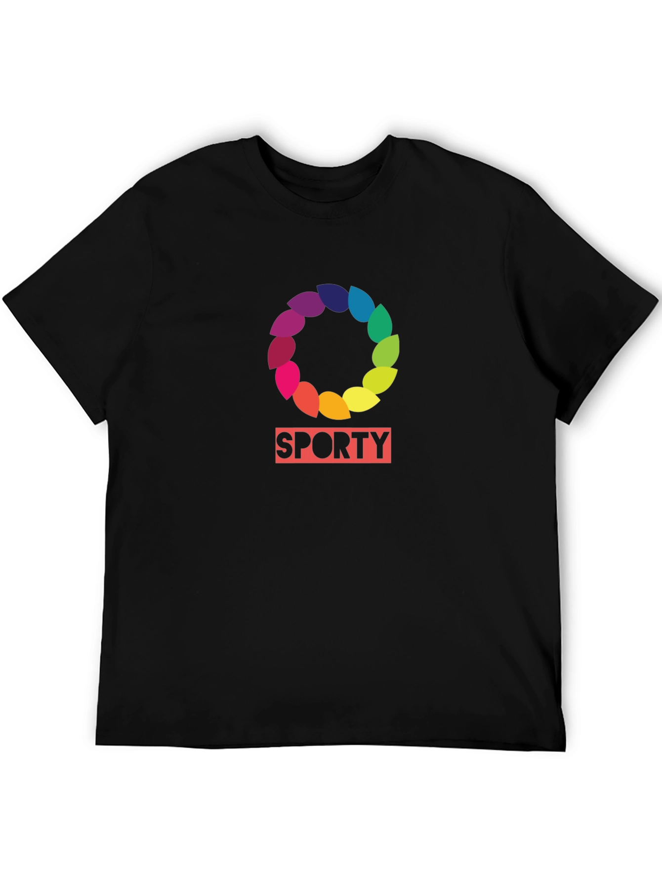 Black Sporty Rainbow Wreath T-Shirt view 5