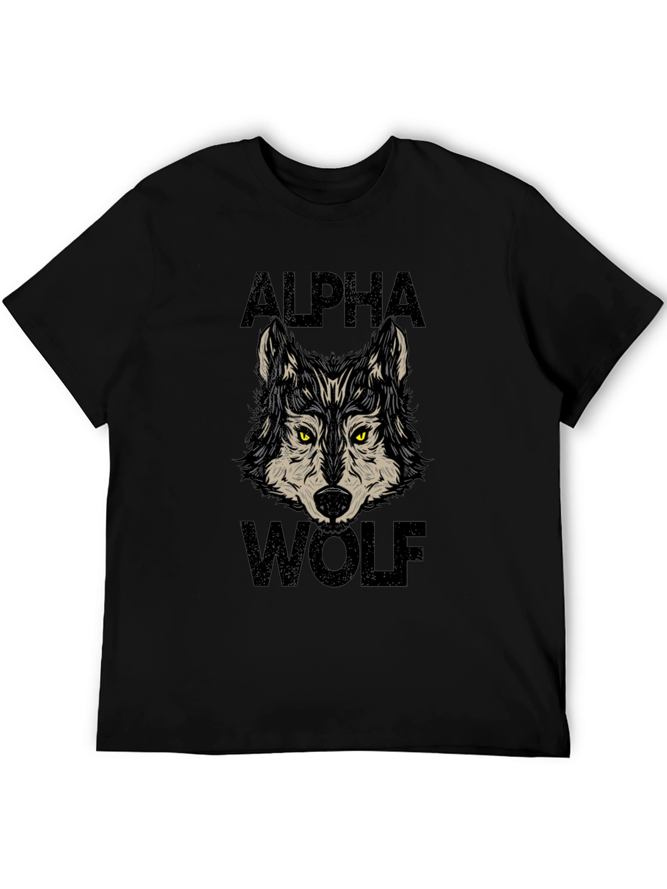 Black Alpha Wolf Graphic Print Black T-Shirt view 5
