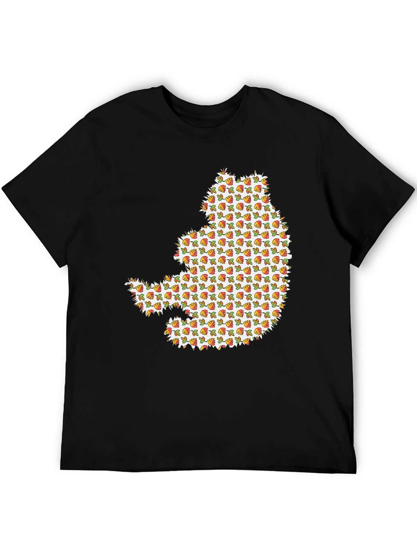 Black Novelty Cat Print Black Crew Neck T-Shirt view 5