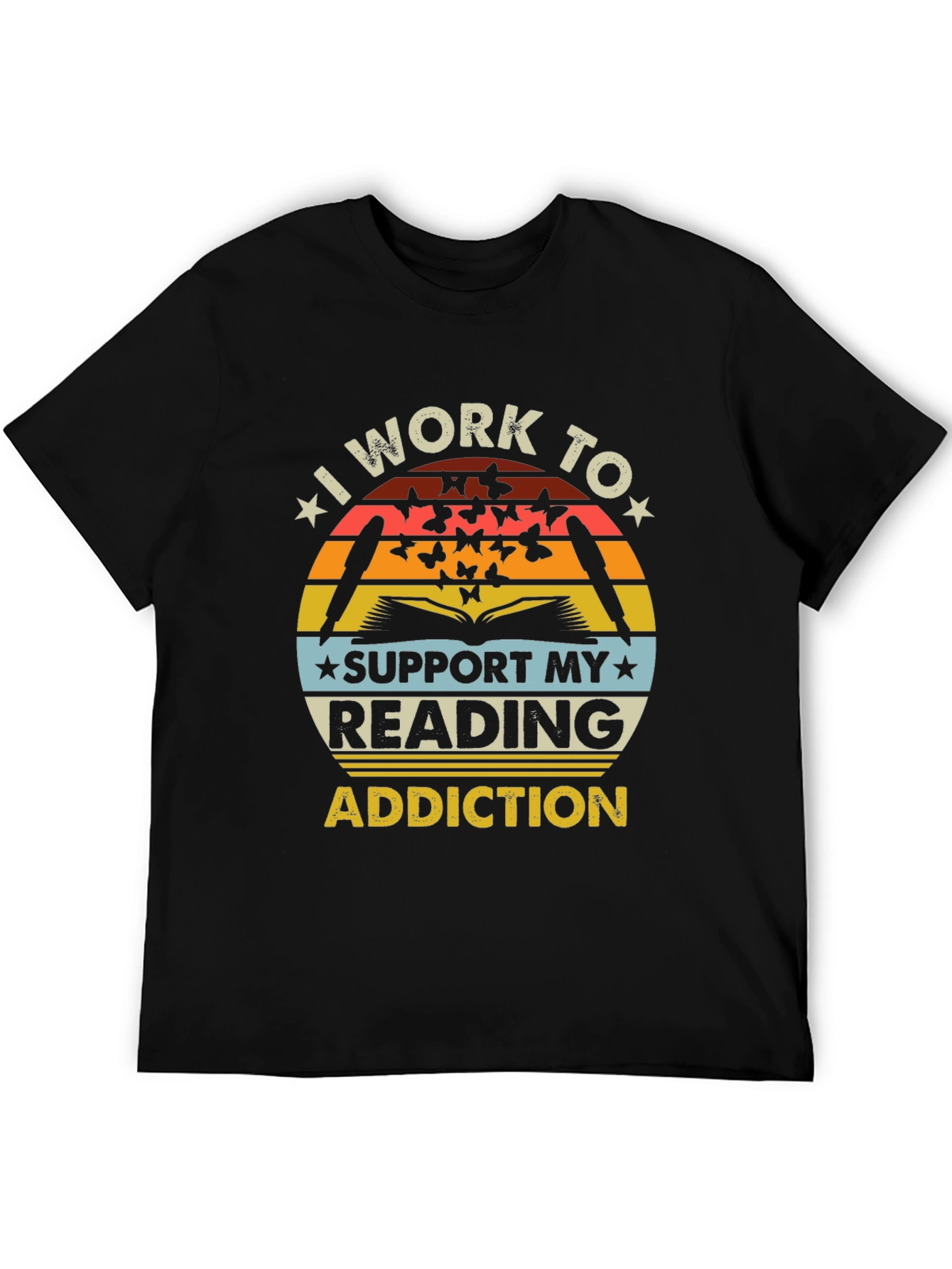 Black Reading Addiction T-Shirt - Book Lover Tee view 5