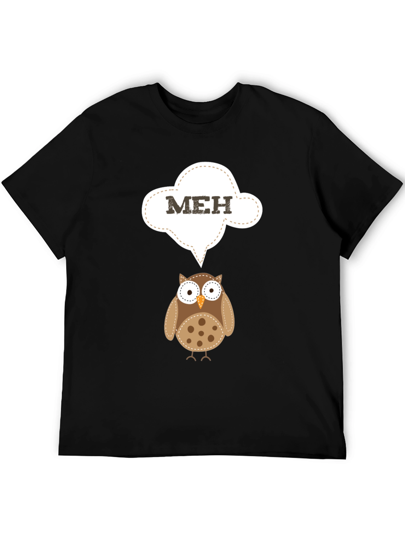 Black Meh Owl T-Shirt - Funny Cartoon Graphic Tee view 5