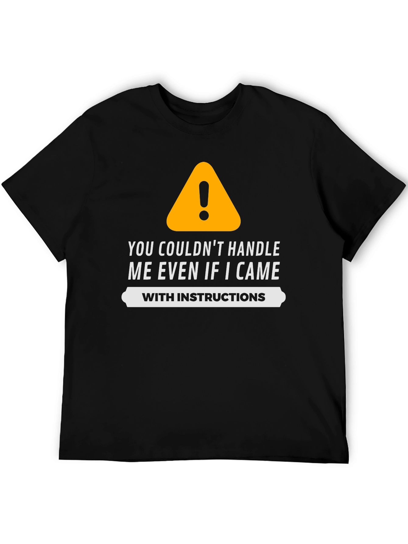 Black Funny Warning Sign Graphic T-Shirt view 5