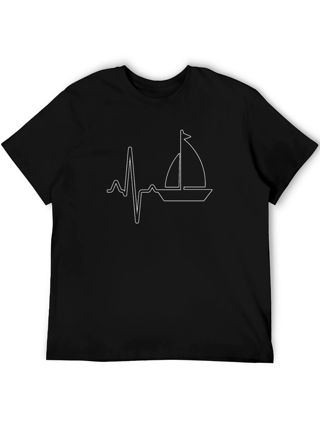 Black Heartbeat Sailboat Graphic Tee view 5