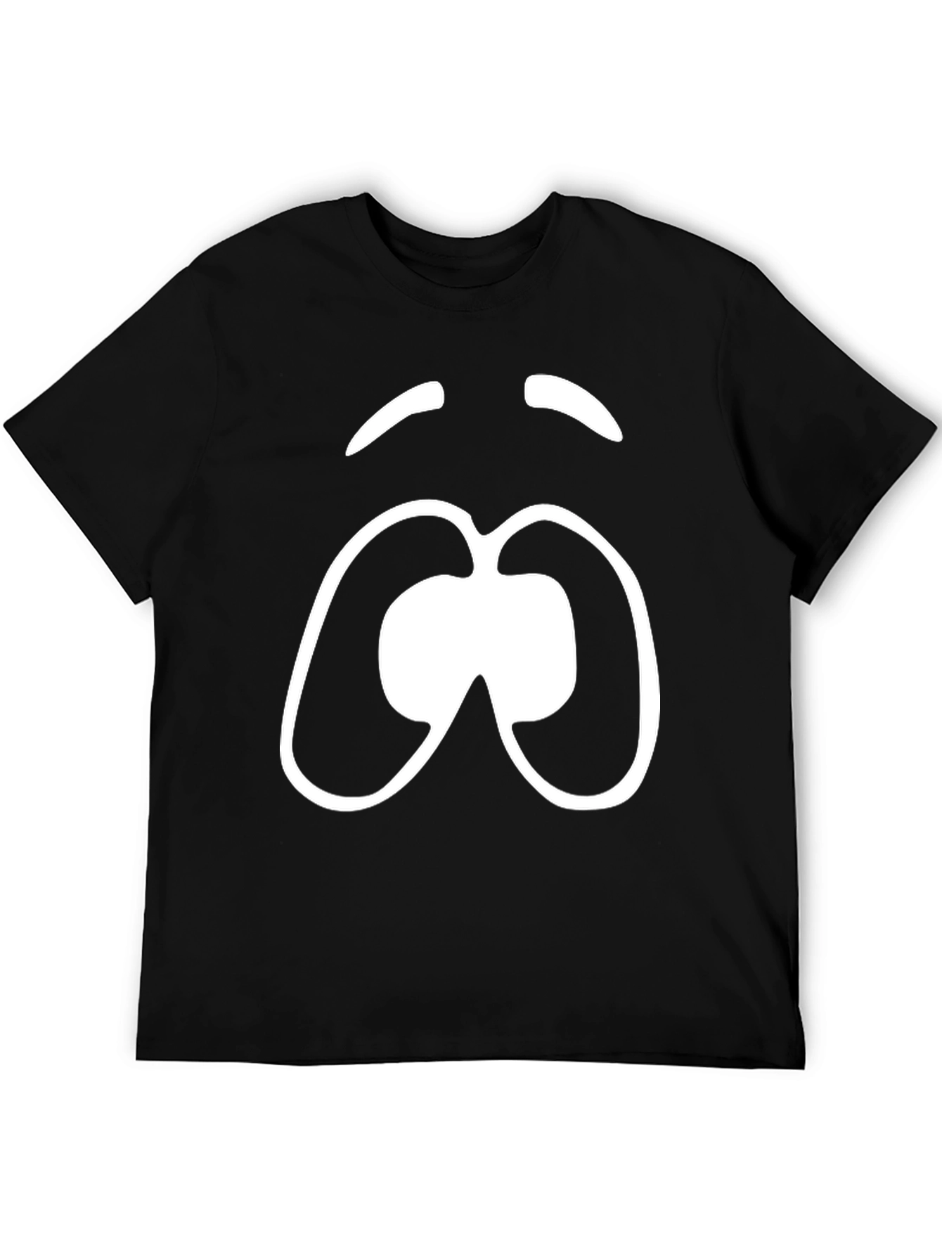 Black Funny Cartoon Face Black T-Shirt view 5