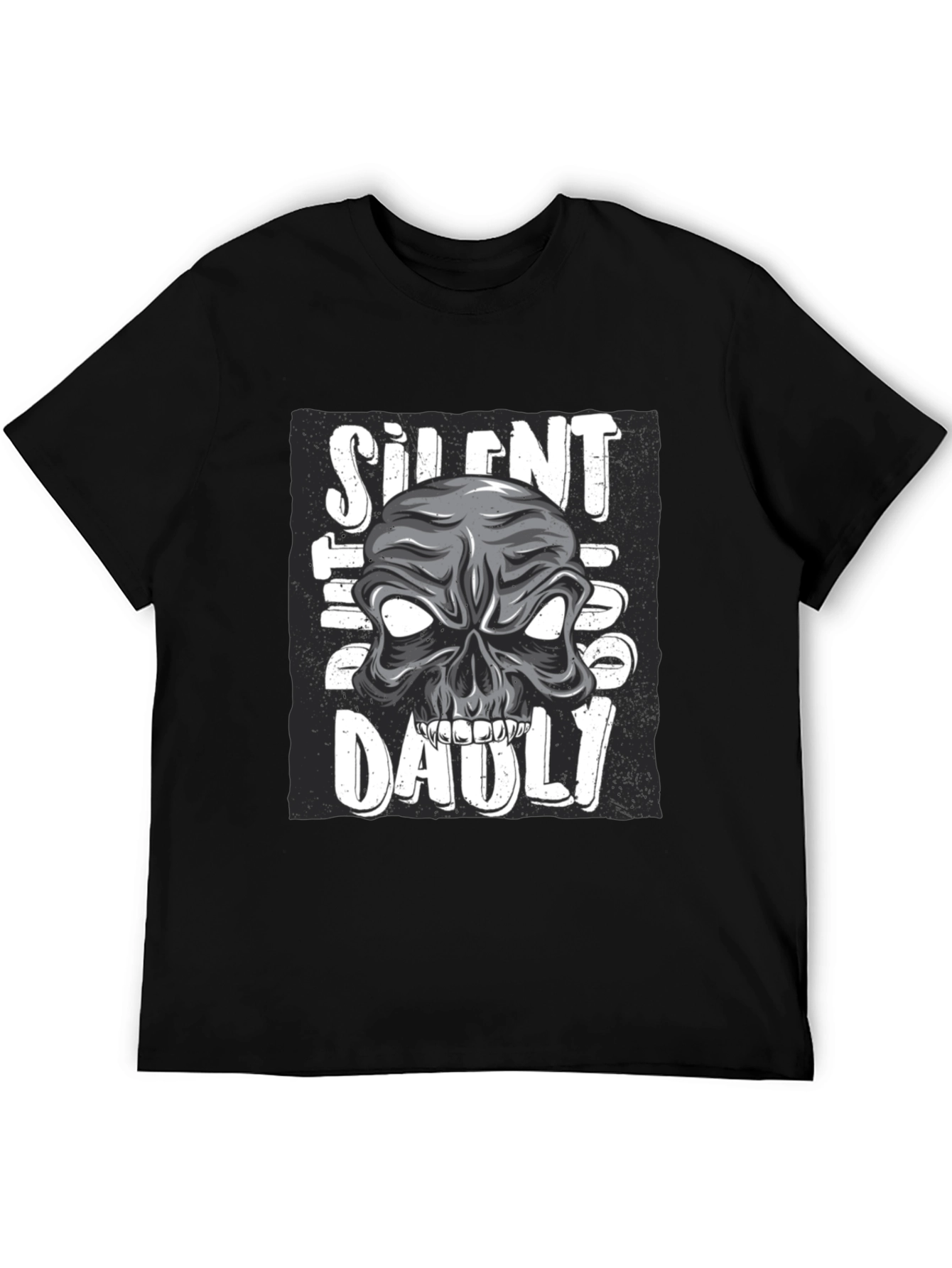 Black Silent But Deadly Skull Graphic T-Shirt view 5