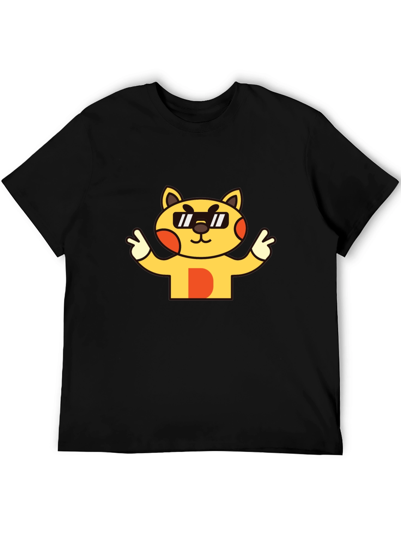 Black Cool Cat Graphic Tee - Unisex Black T-Shirt view 5