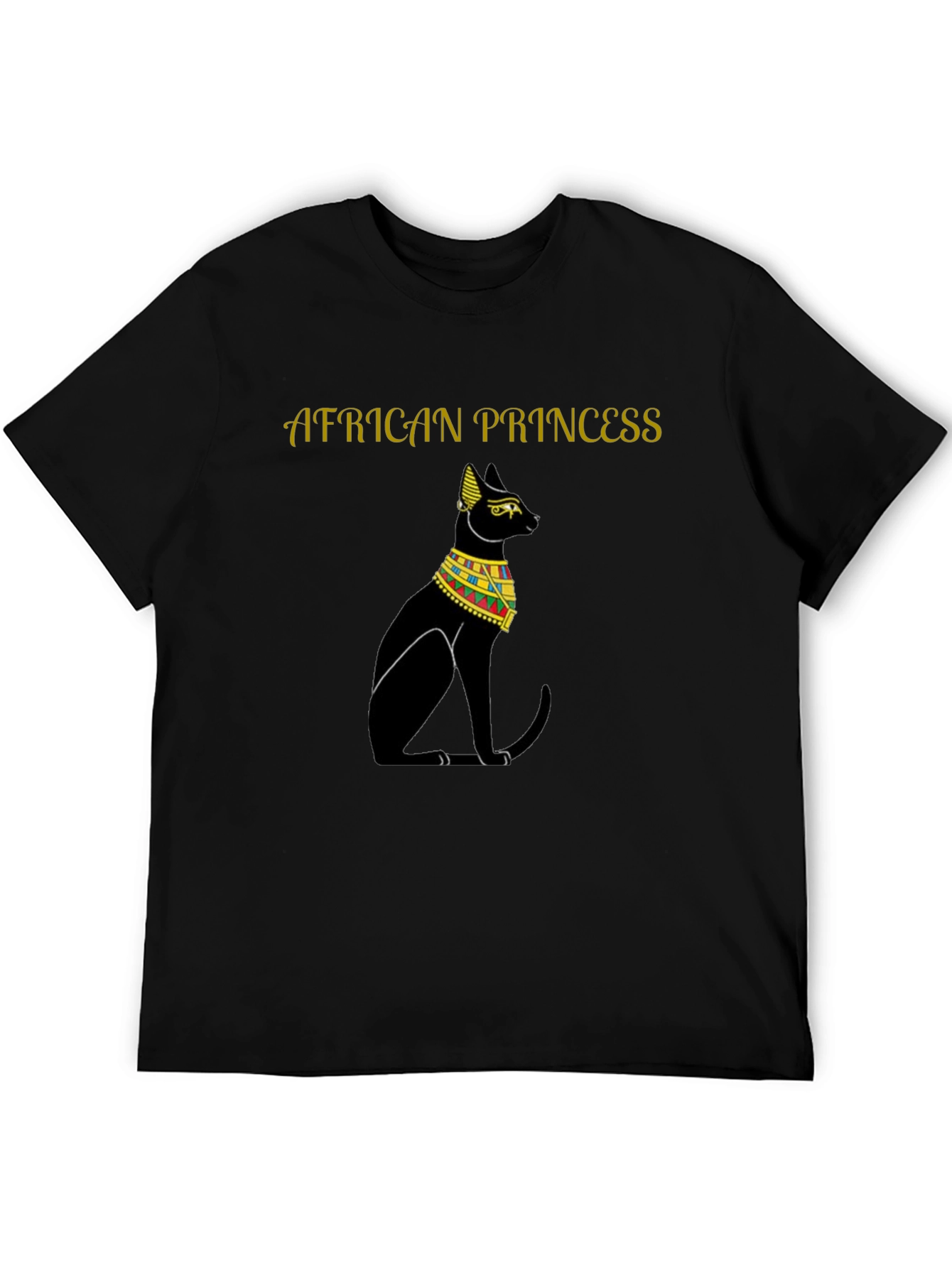 Black African Princess Cat T-Shirt - Black Egyptian Style Tee view 5
