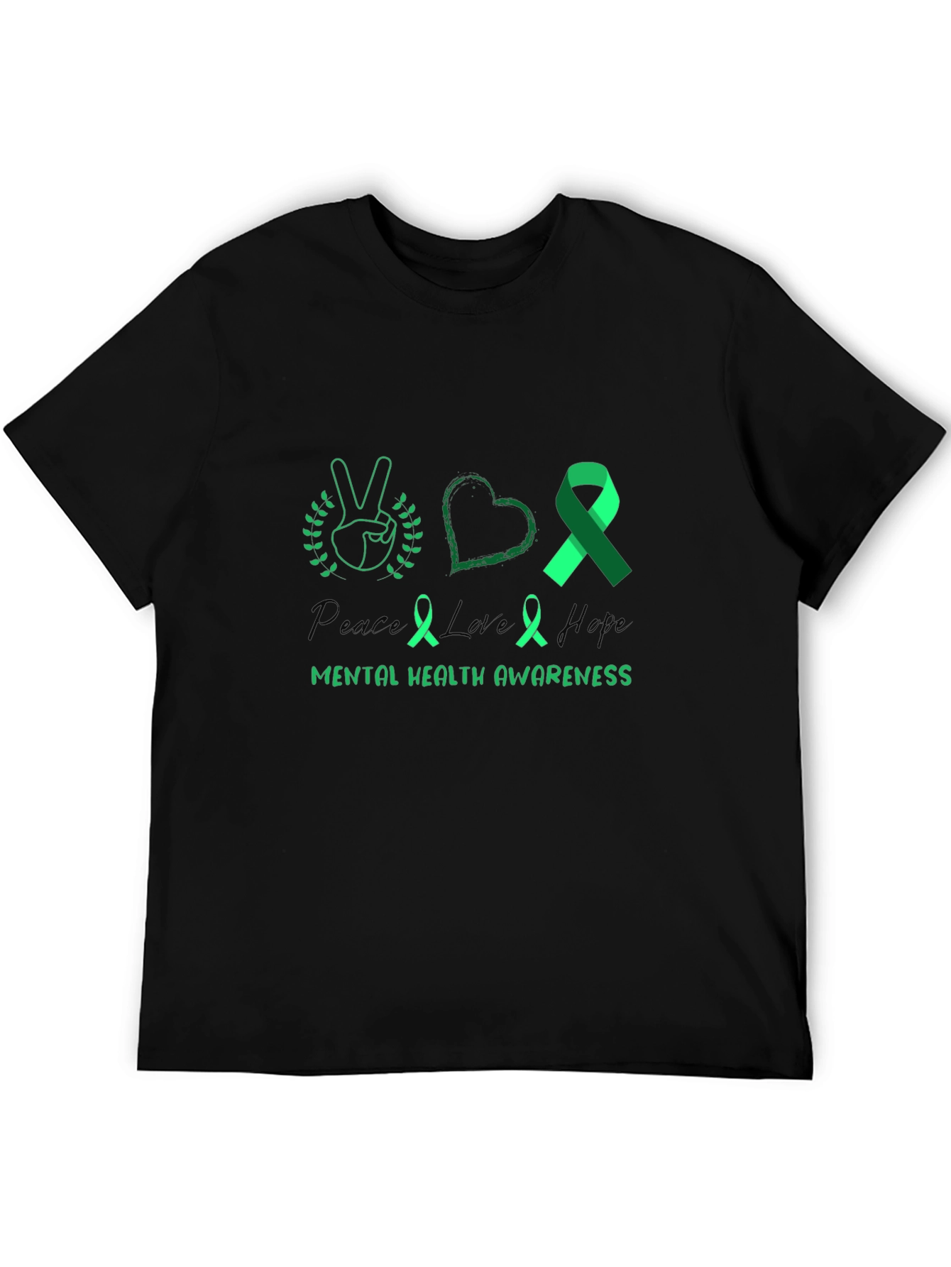 Black Peace Love Hope Mental Health Awareness T-Shirt view 5