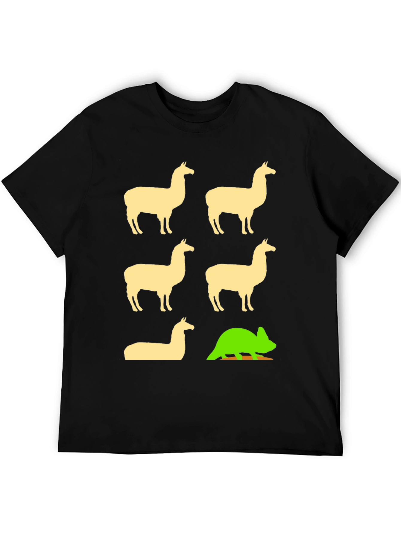 Black Llama & Chameleon Graphic Tee - Black Cotton T-Shirt view 5