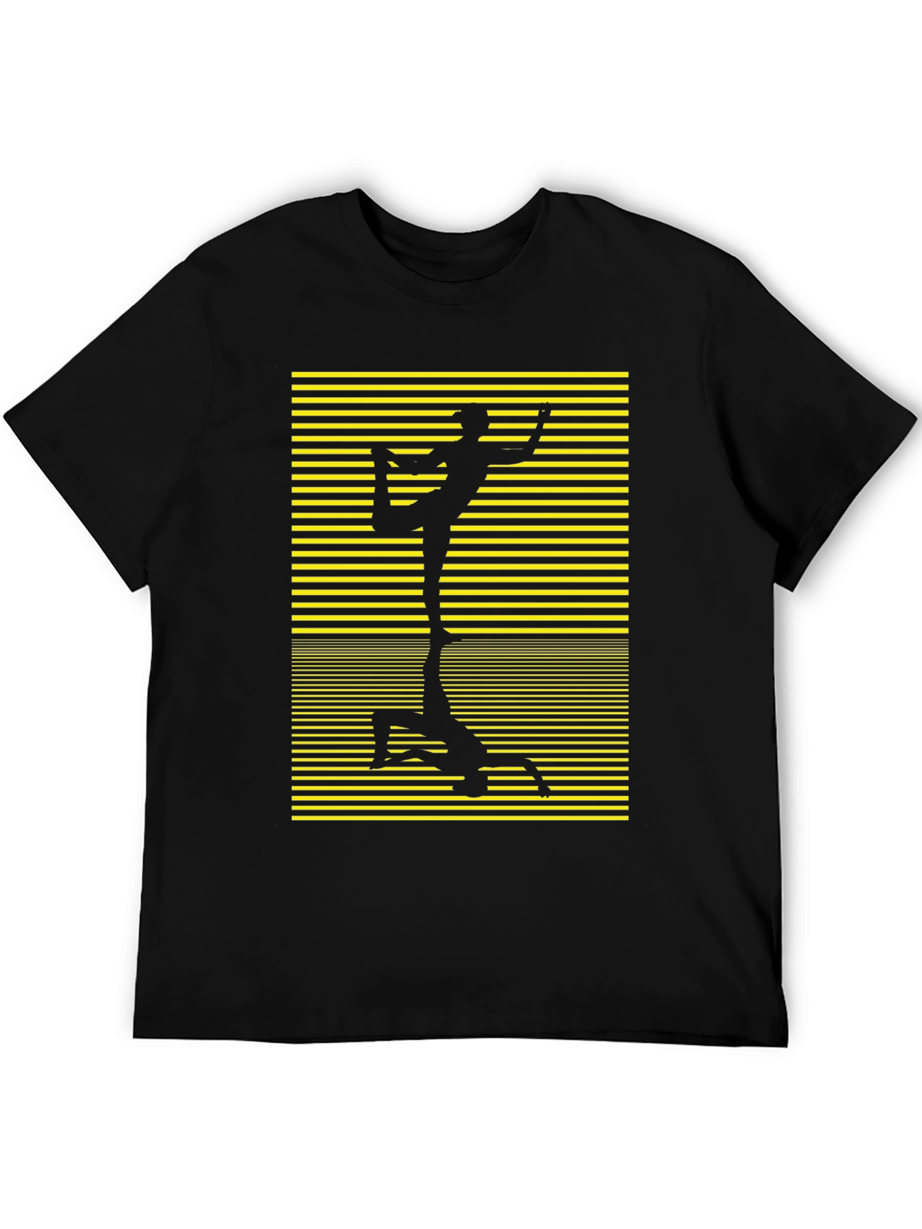 Black Yoga Silhouette Graphic Tee - Black Cotton Blend view 5