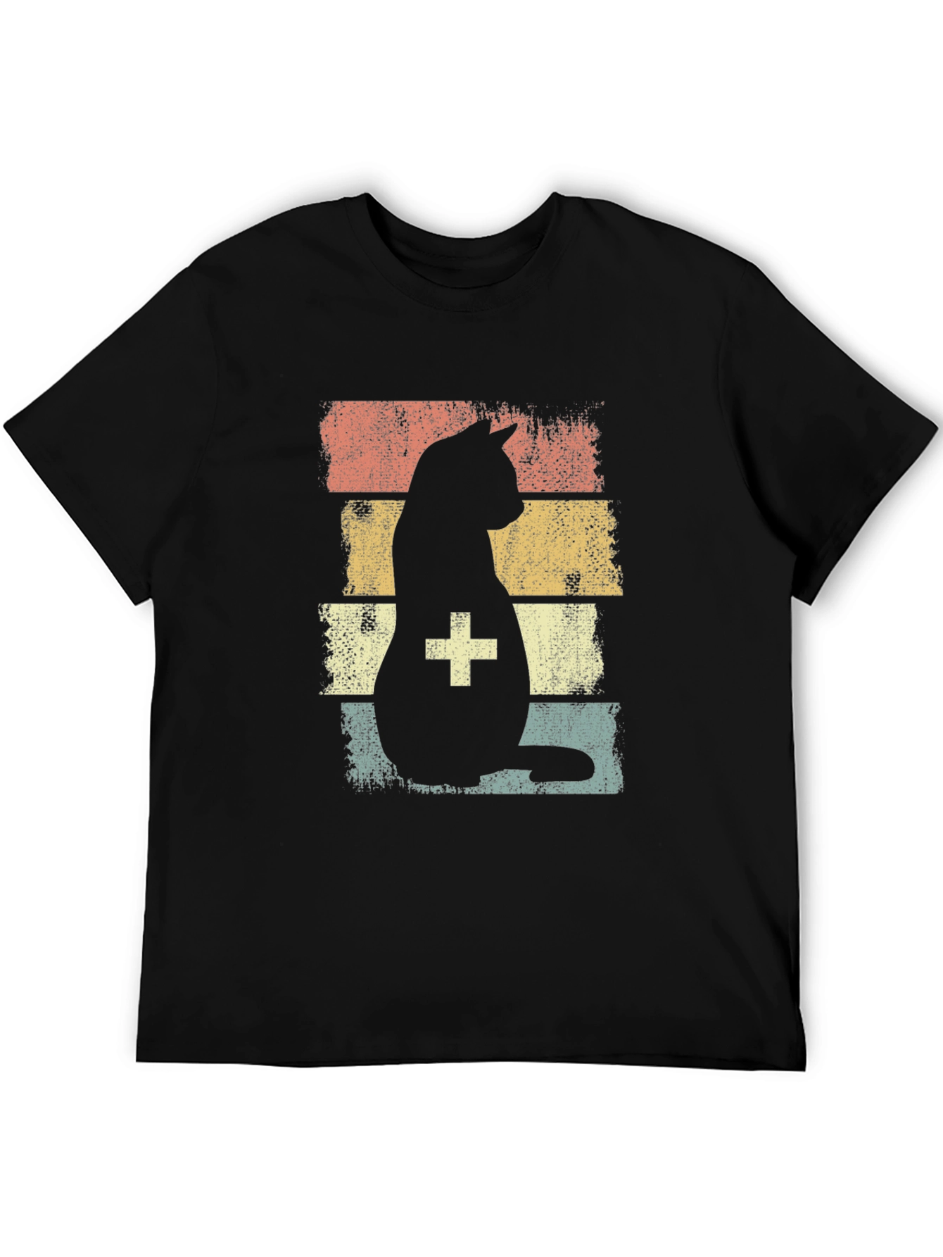 Black Retro Cat Veterinarian T-Shirt view 5