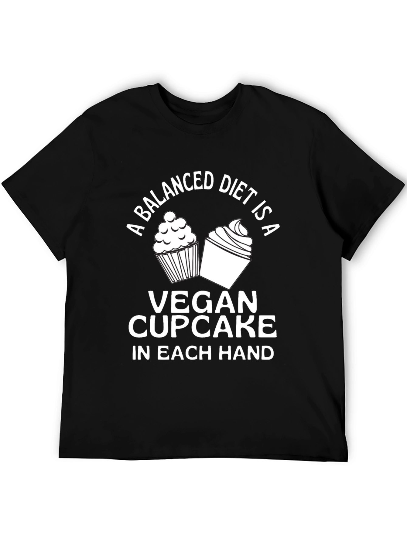 Black Vegan Cupcake T-Shirt - Balanced Diet Design view 5