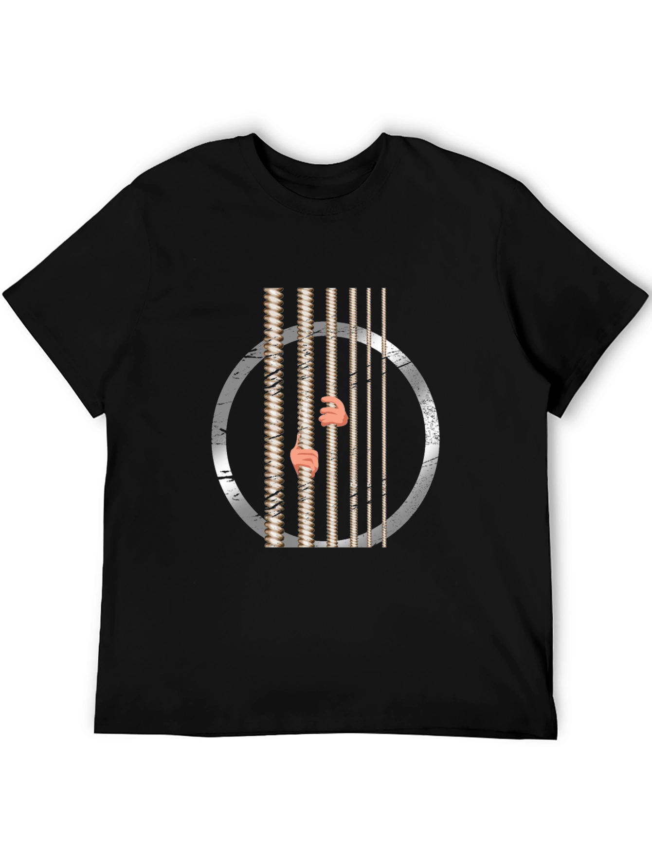 Black Guitar Strings Prison T-Shirt view 5