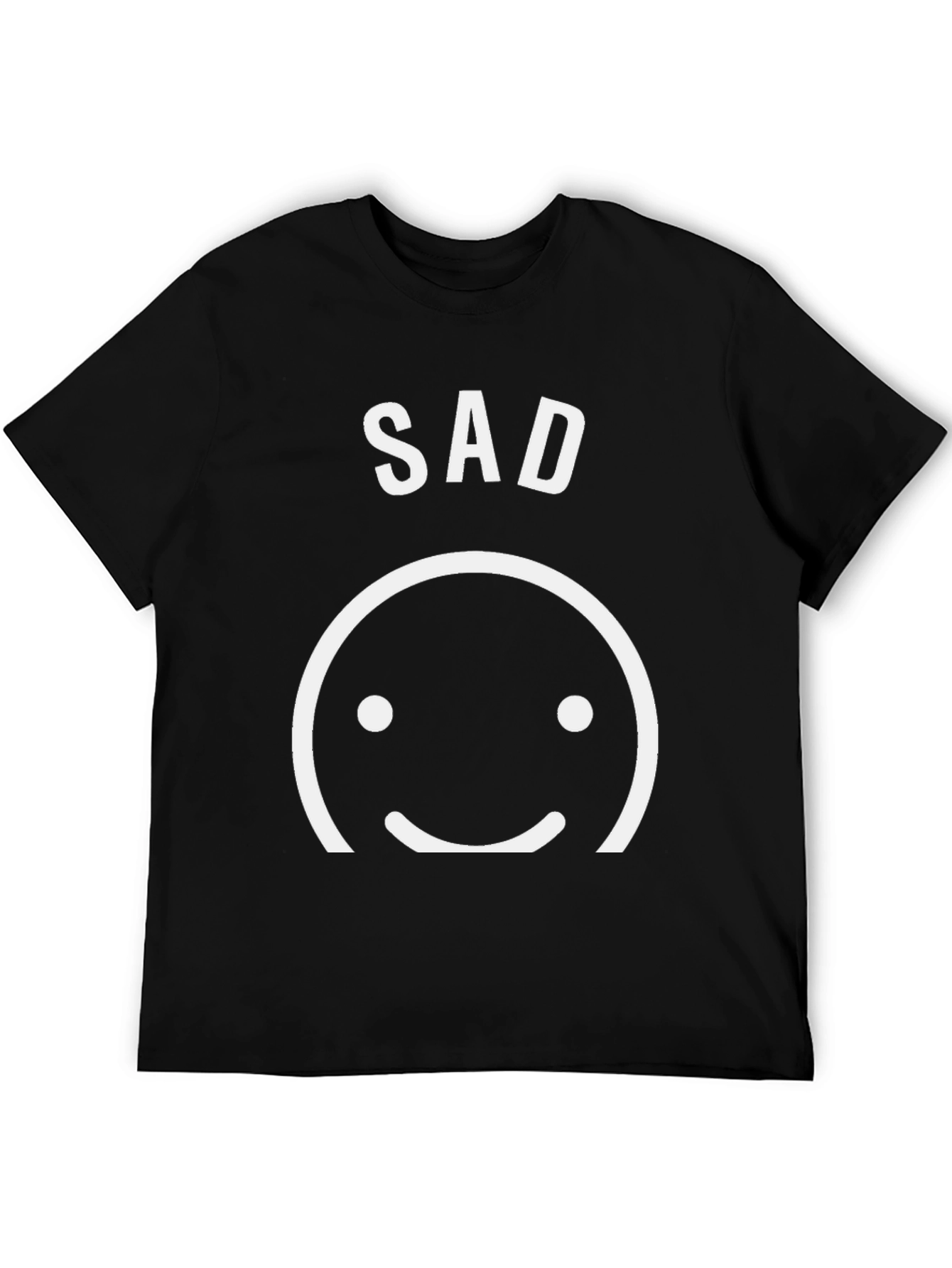 Black Sad Face Graphic Tee - Unisex Black Cotton T-Shirt view 5