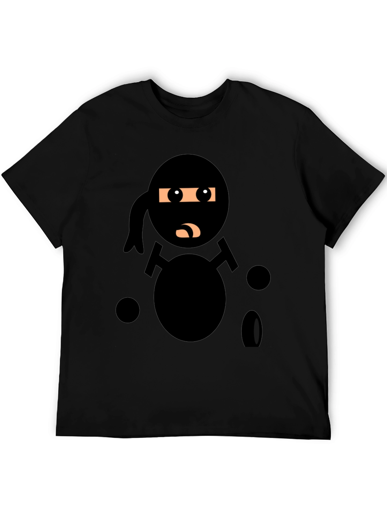 Black Ninja Cartoon Black T-Shirt view 5