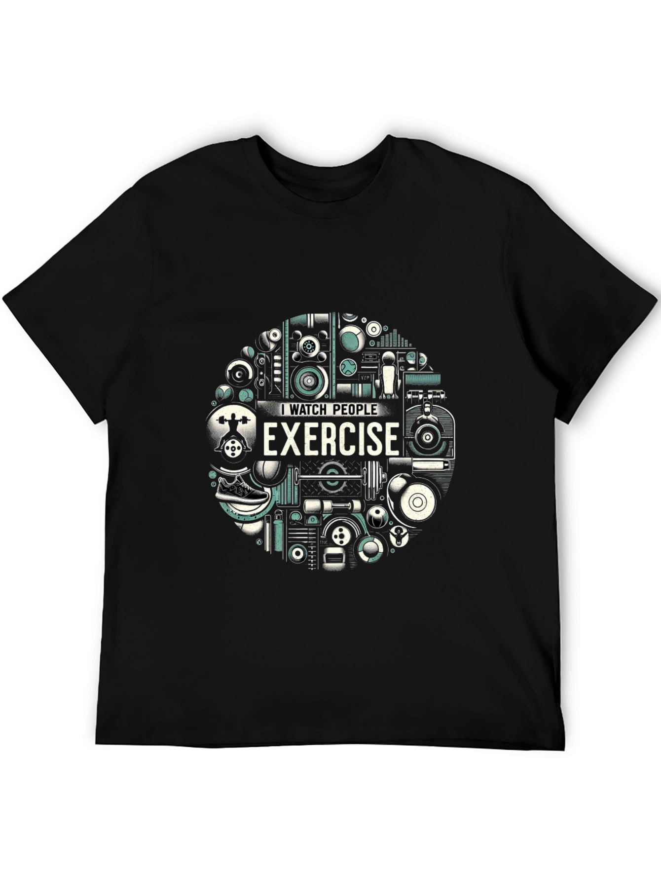 Black Funny "I Watch People Exercise" Graphic Tee view 5