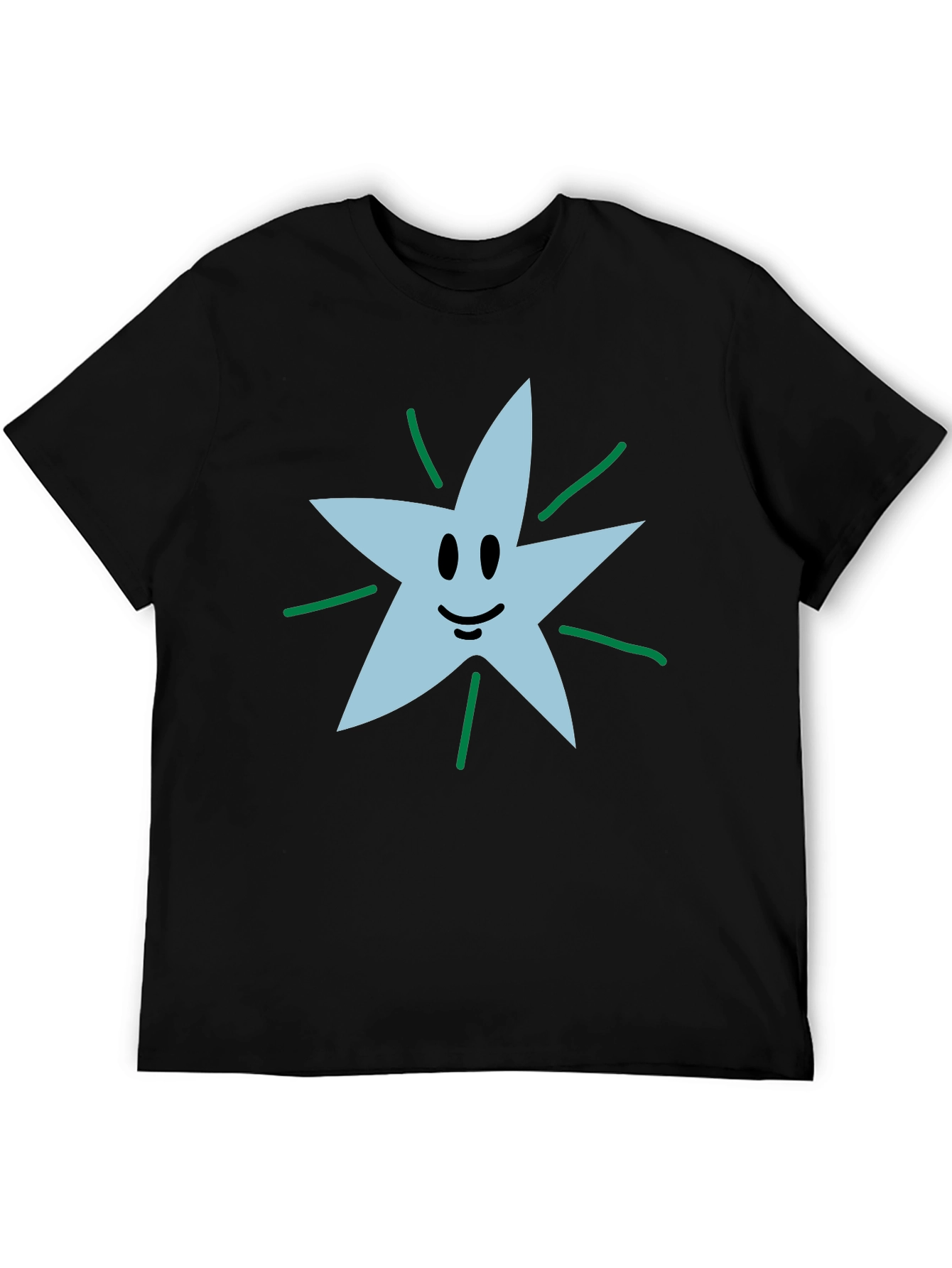 Black Smiling Star Graphic Tee - Soft Cotton Blend view 5