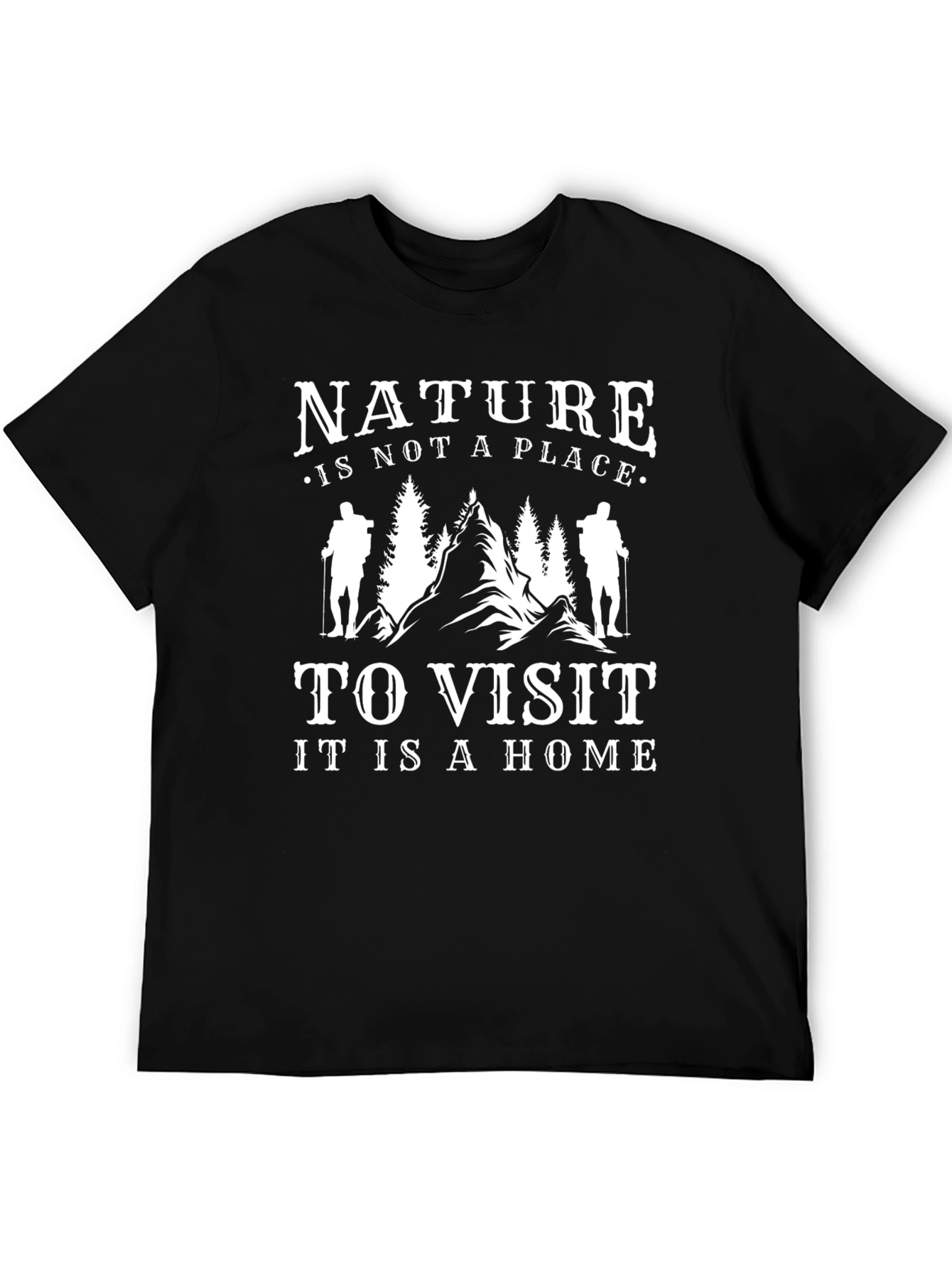 Black Nature Is Home Graphic Tee - Black Casual T-Shirt view 5