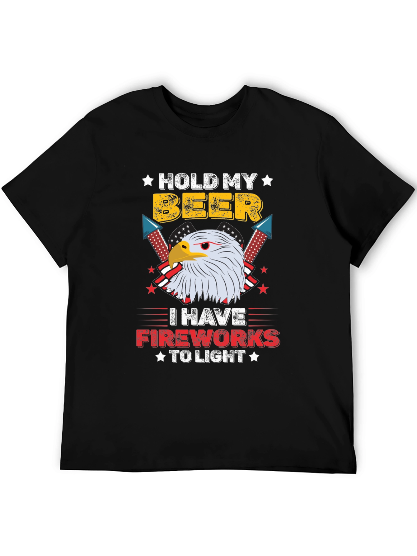 Black Hold My Beer I Have Fireworks To Light T-Shirt view 5