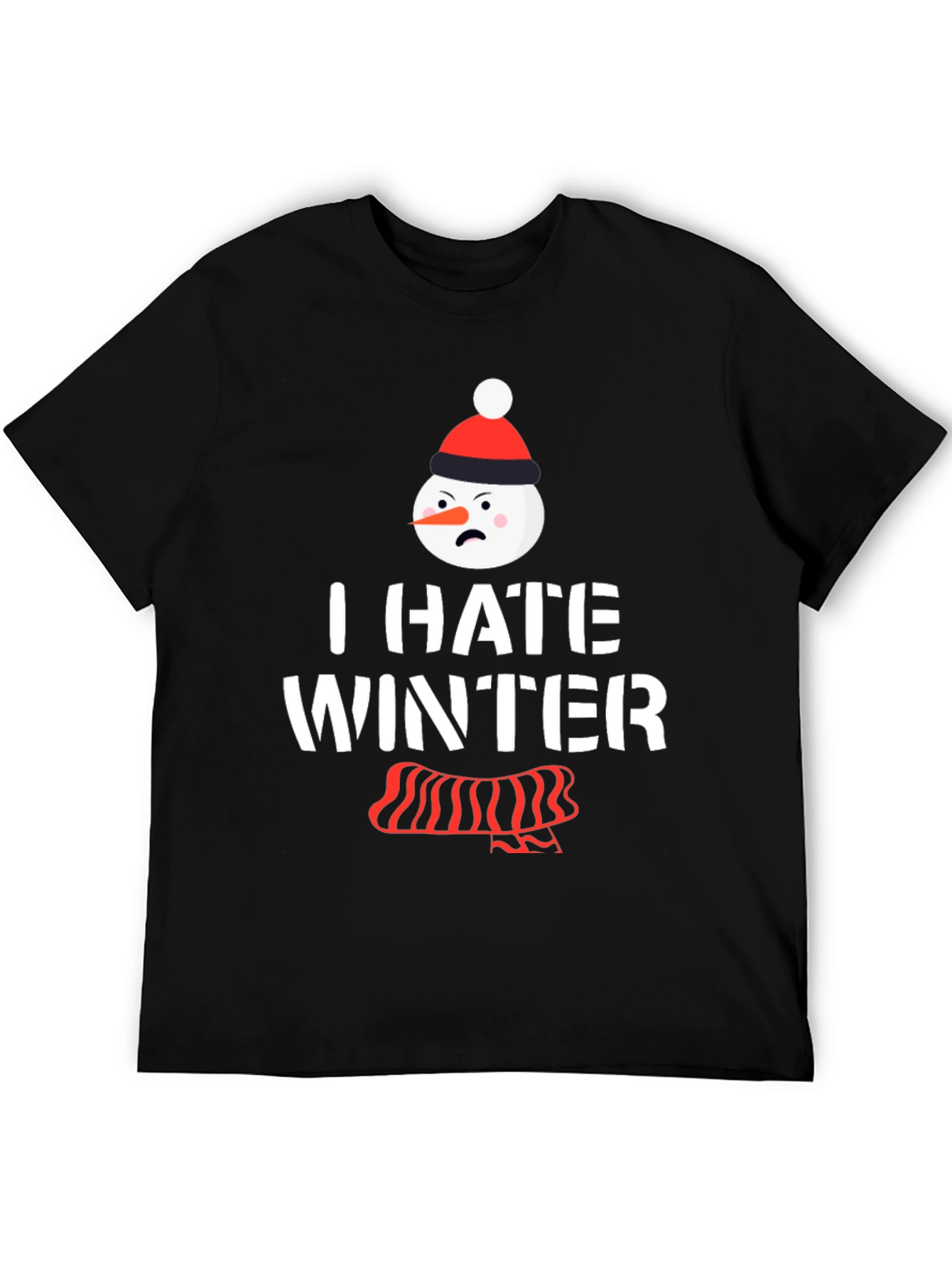 Black I Hate Winter T-Shirt, Funny Snowman Tee view 5