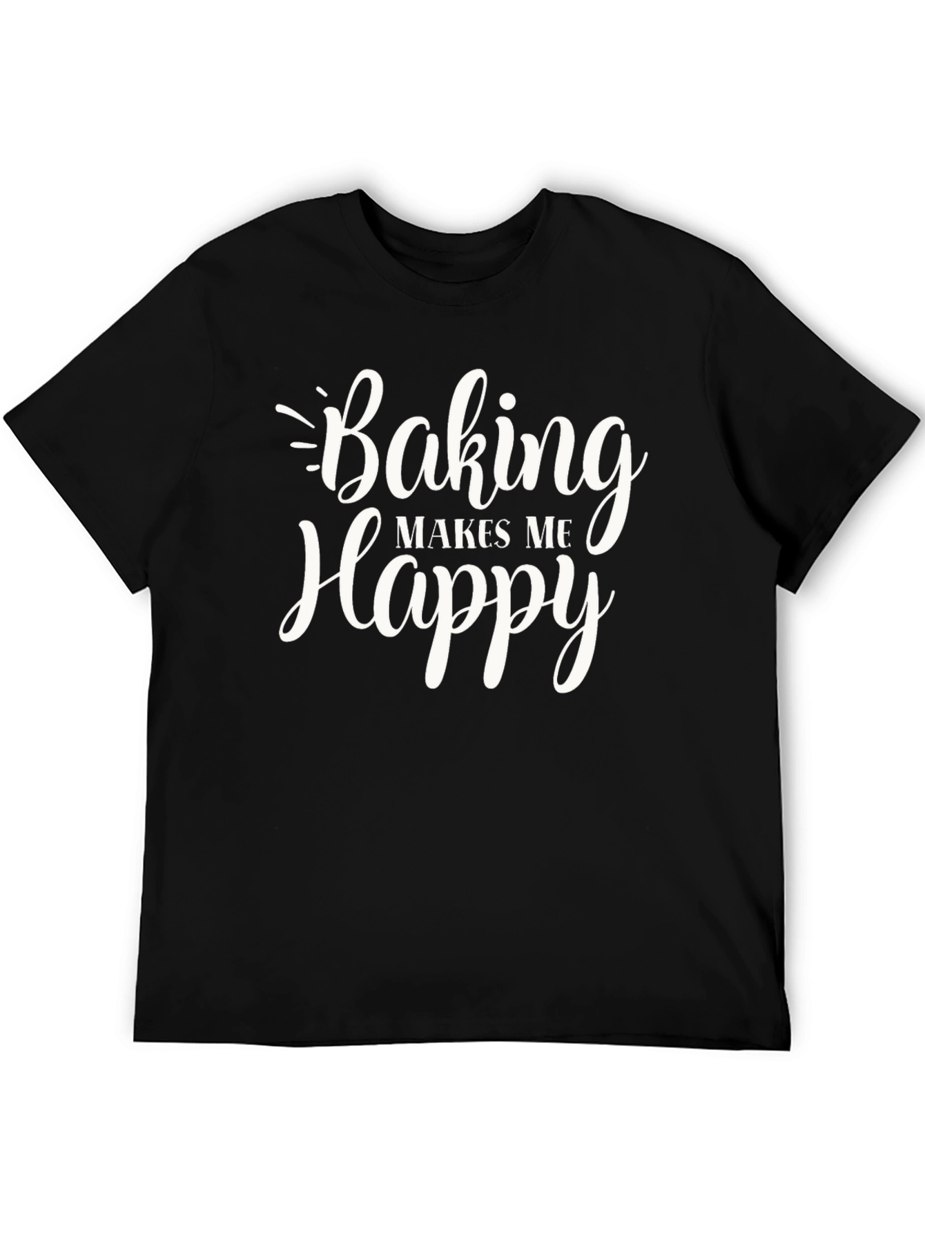 Black Baking Makes Me Happy Black T-Shirt view 5
