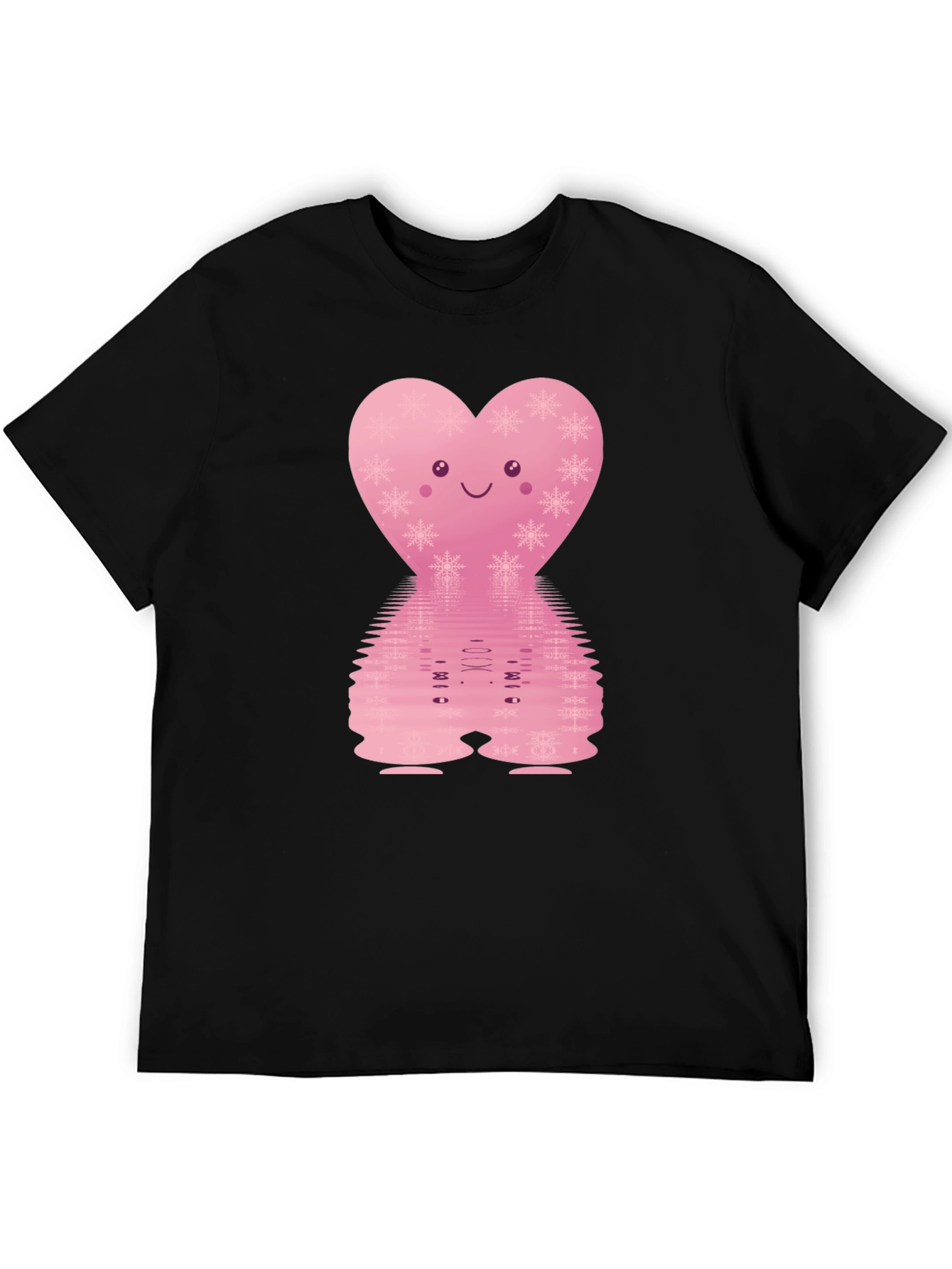 Black Cute Pink Heart Graphic Tee view 5