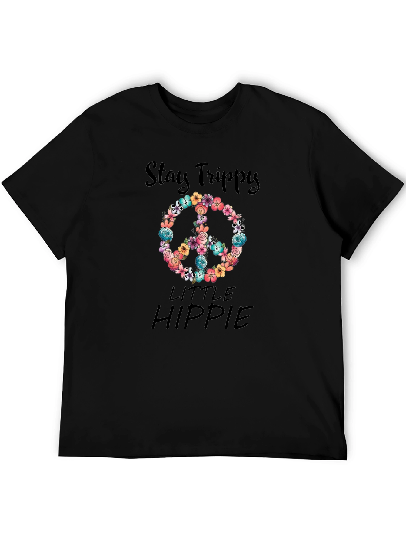 Black Stay Trippy Little Hippie Graphic Tee view 5