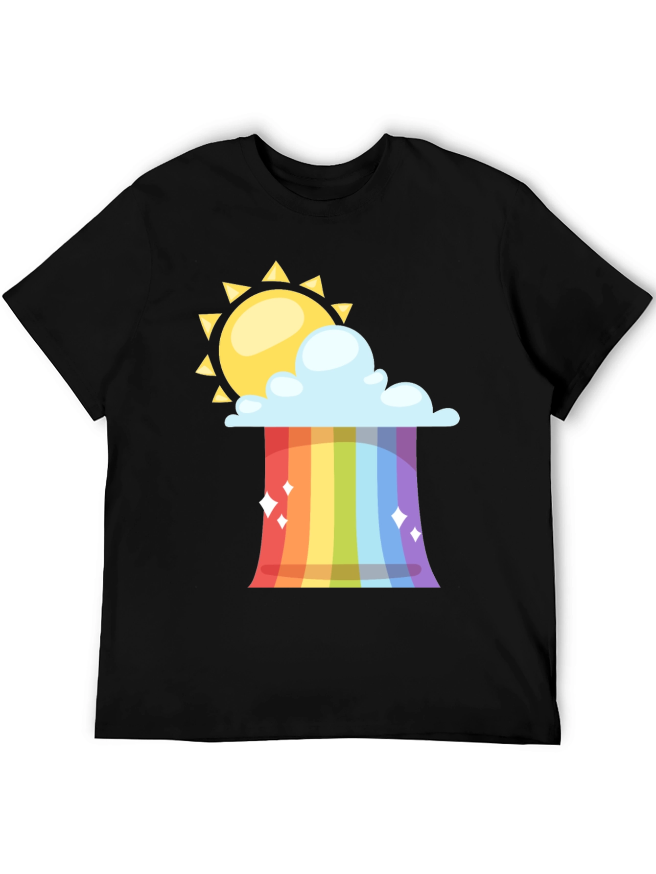 Black Rainbow Cloud & Sun Graphic Tee - Black view 5