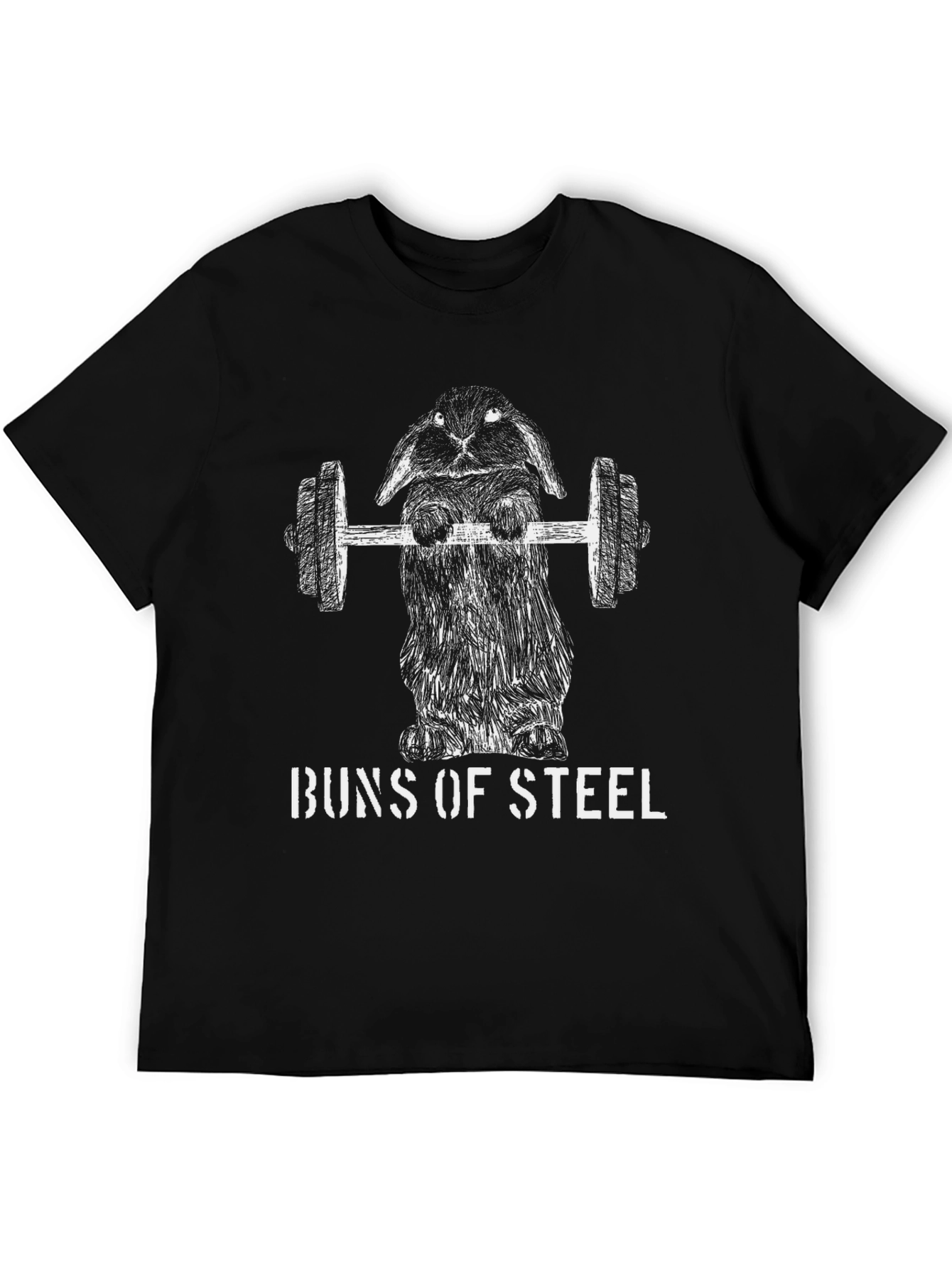 Black Buns of Steel T-Shirt - Funny Gym Bunny Workout Tee view 5