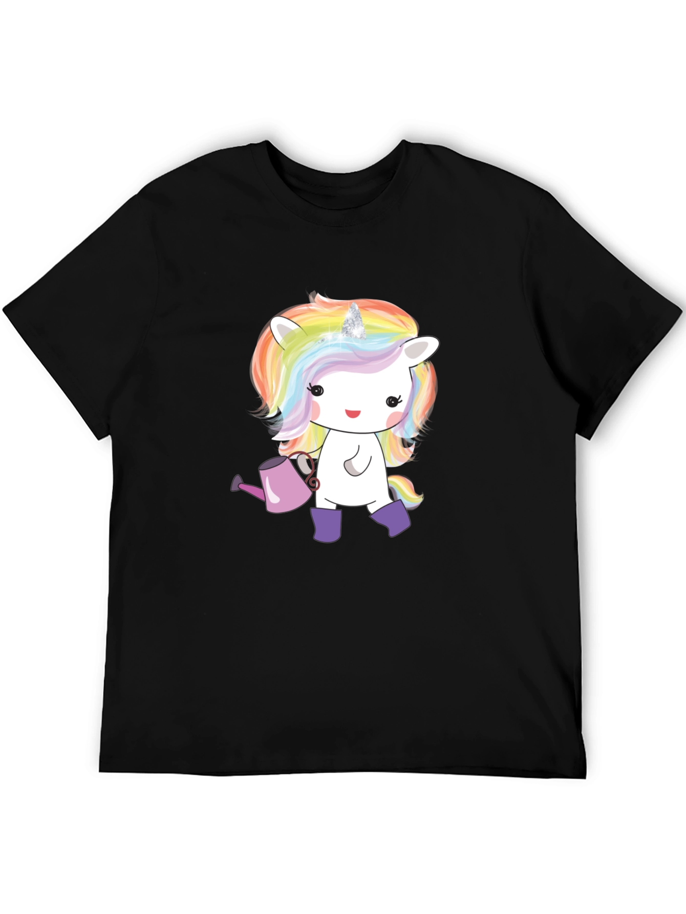 Black Unicorn Graphic Tee - Whimsical Black T-Shirt view 5
