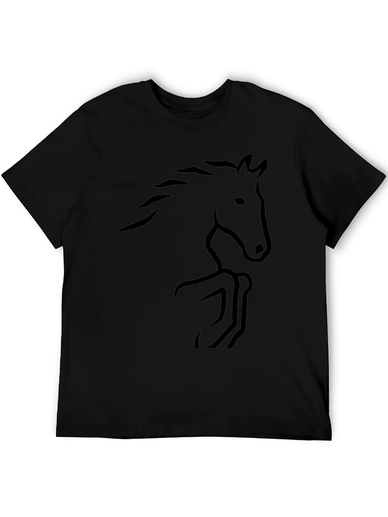 Black Equestrian Tee - Minimalist Horse T-Shirt in Black view 5