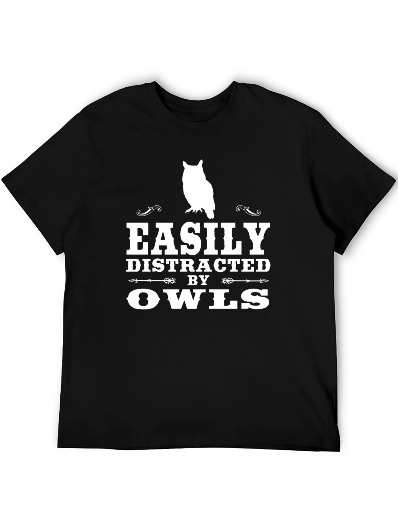 Black Easily Distracted By Owls T-Shirt view 5