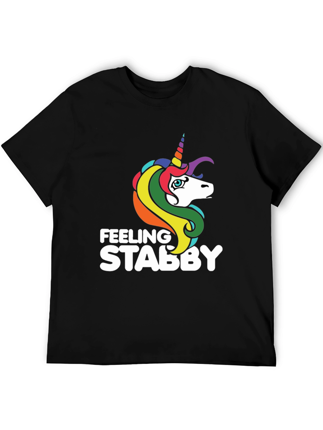 Black Feeling Stabby Unicorn Black T-Shirt view 5