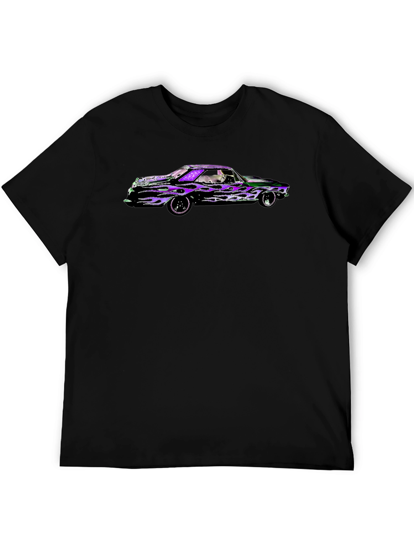 Black Flame Car Graphic Black T-Shirt view 5