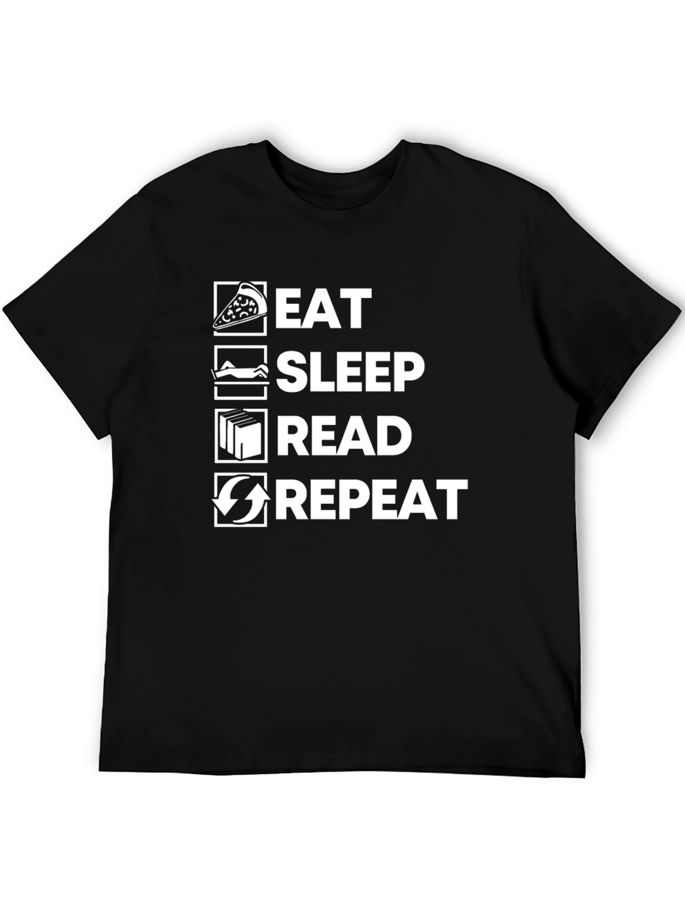 Black Eat Sleep Read Repeat Funny T-Shirt view 5