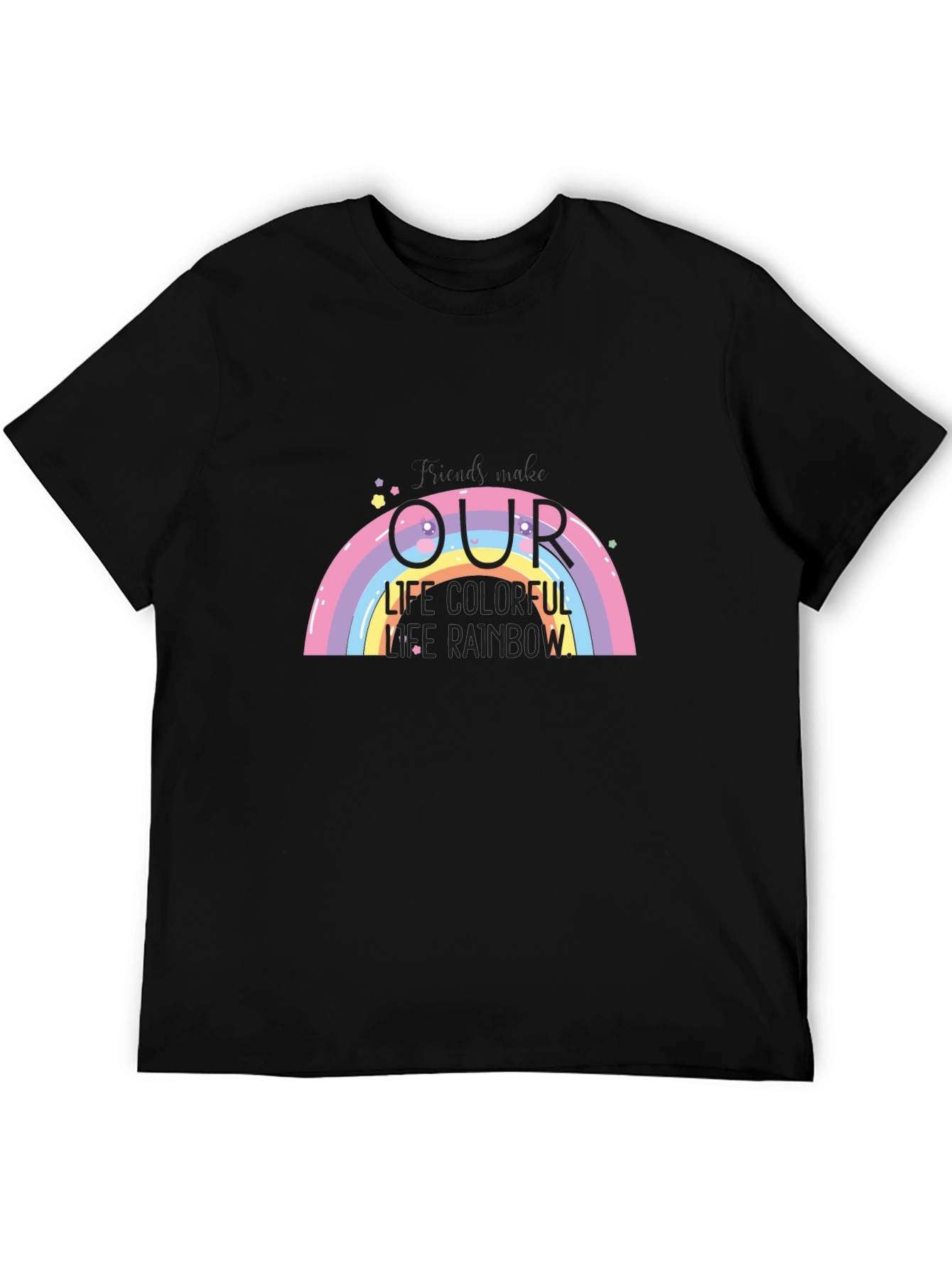 Black Rainbow Life Colorful Graphic T-Shirt view 5