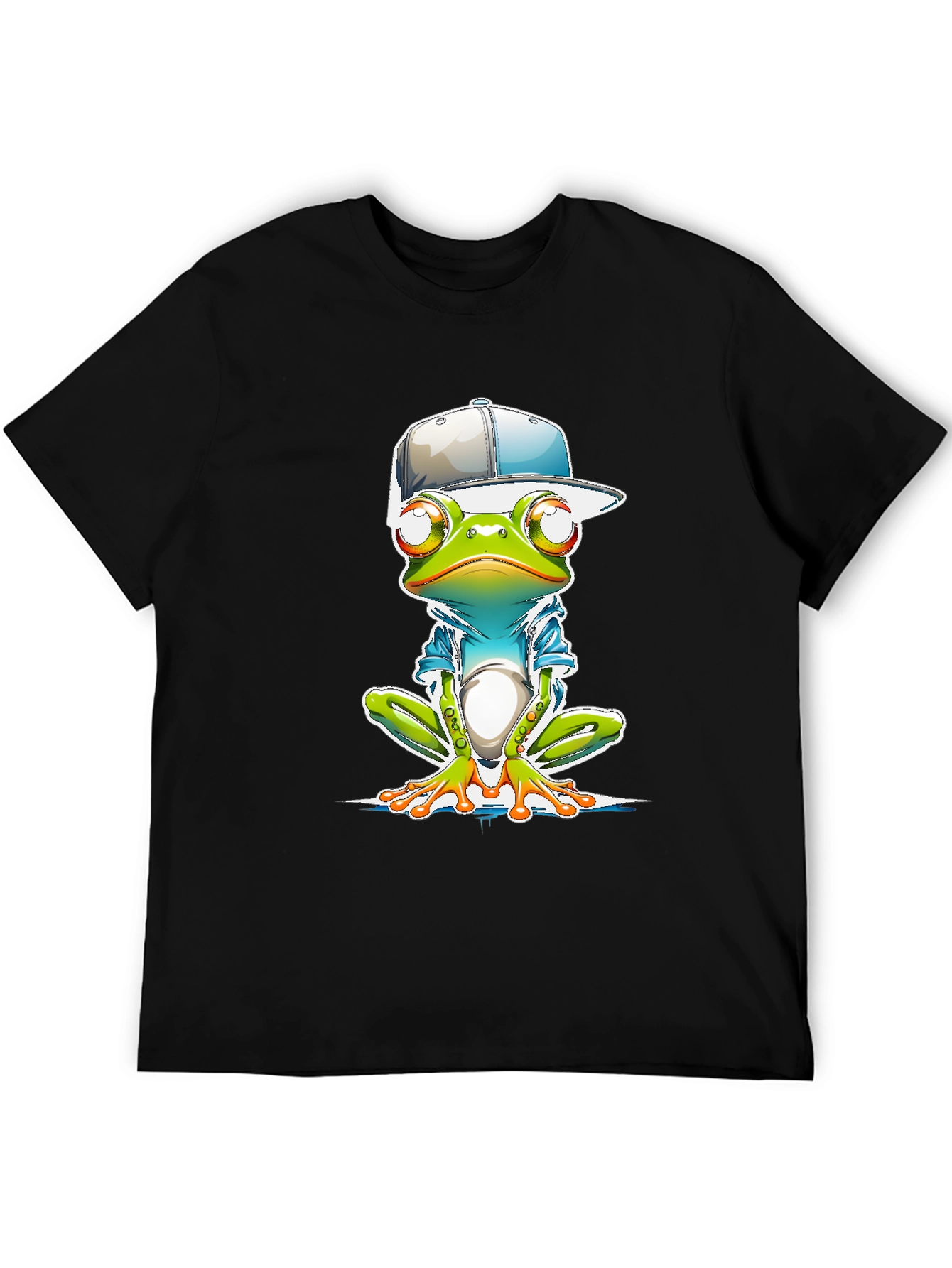 Black Cool Frog Graphic Tee view 5