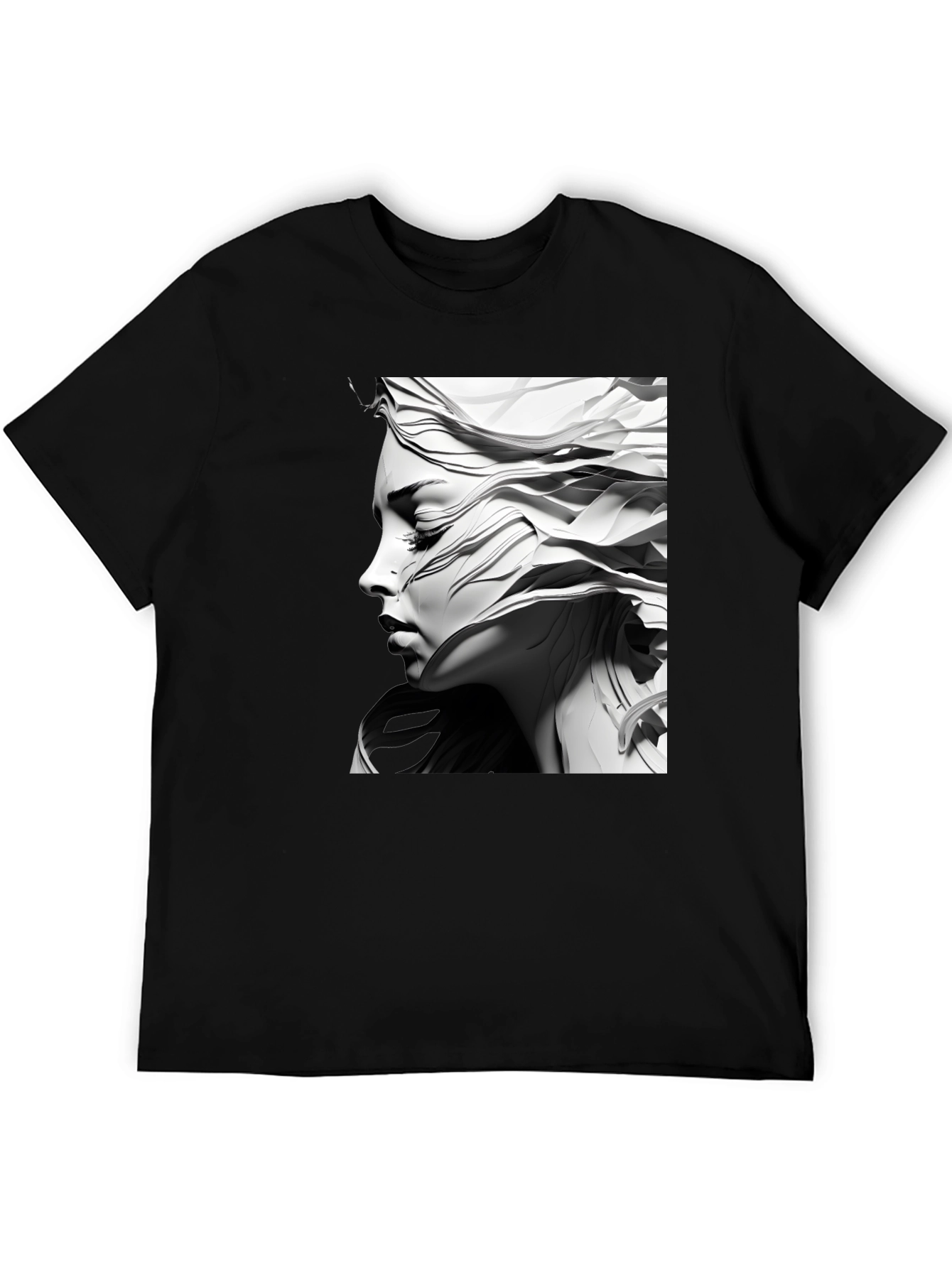 Black Abstract Woman Graphic Tee - Modern Art T-Shirt view 5