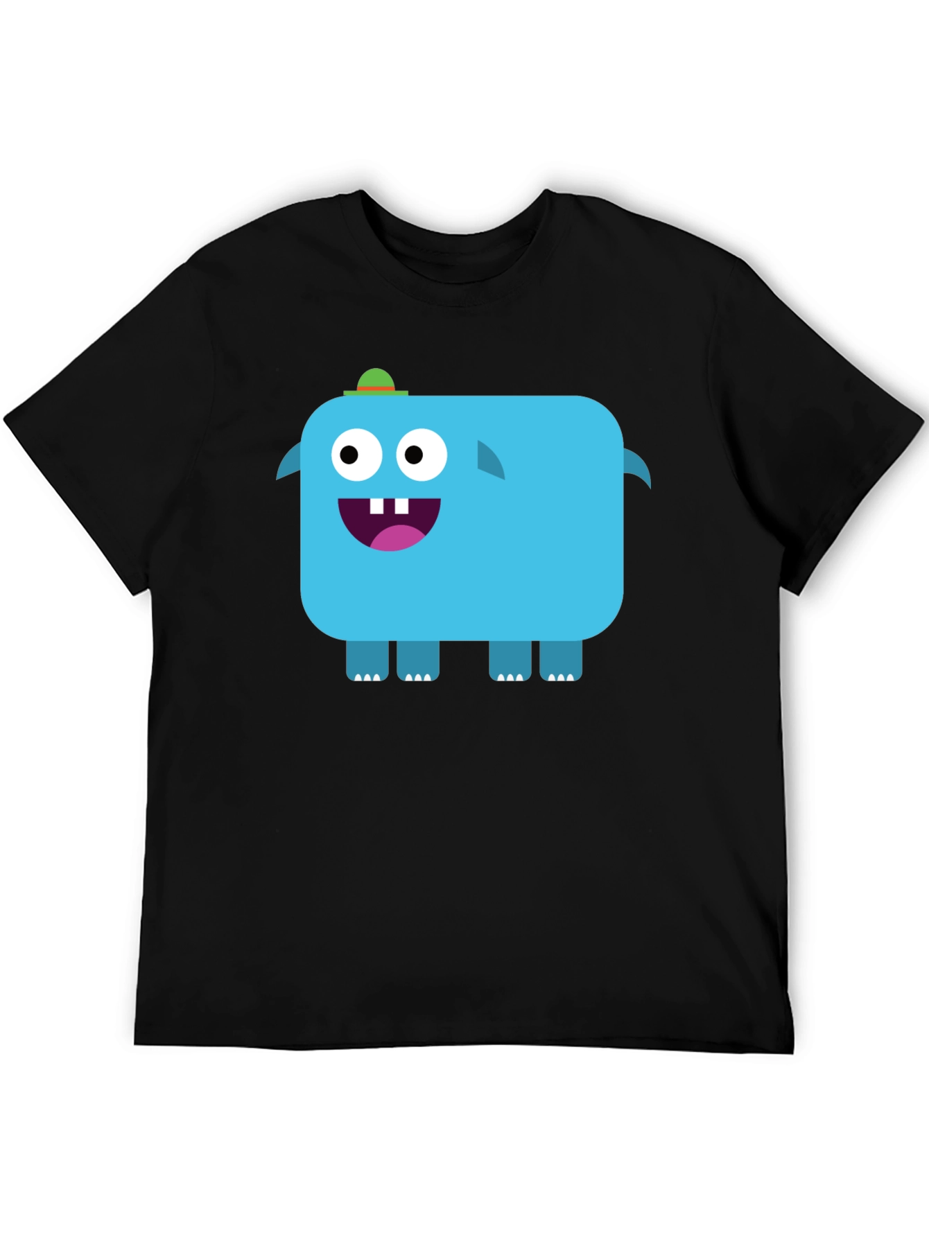 Black Funky Blue Monster Graphic Tee - Black Unisex T-Shirt view 5
