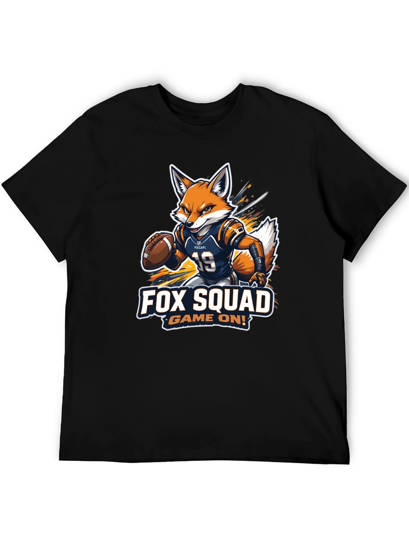 Black Fox Squad Football Game On! Black T-Shirt view 5