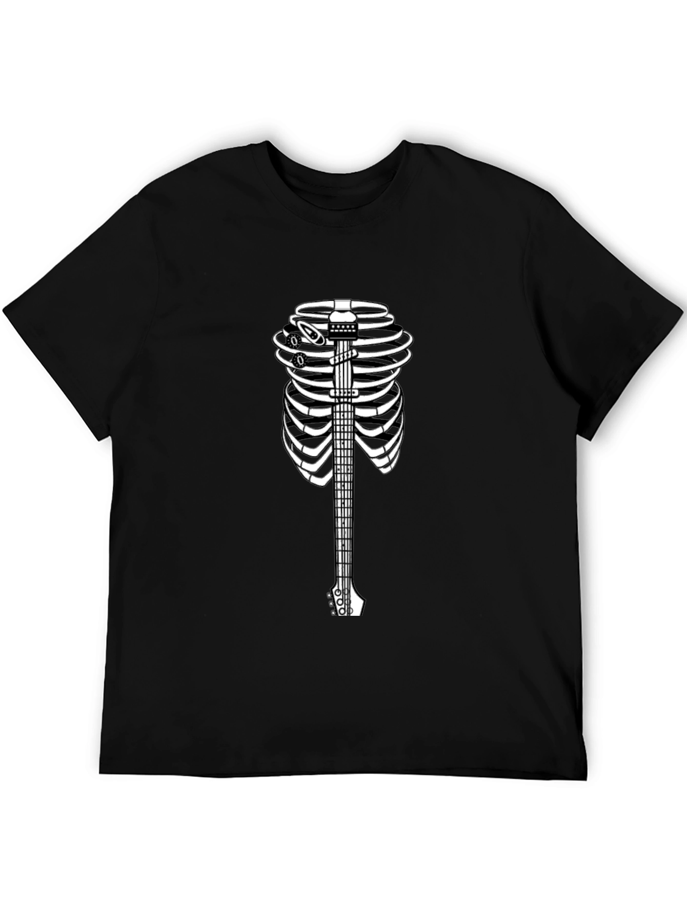 Black Guitar Ribcage Graphic Tee - Rock Music Fashion view 5
