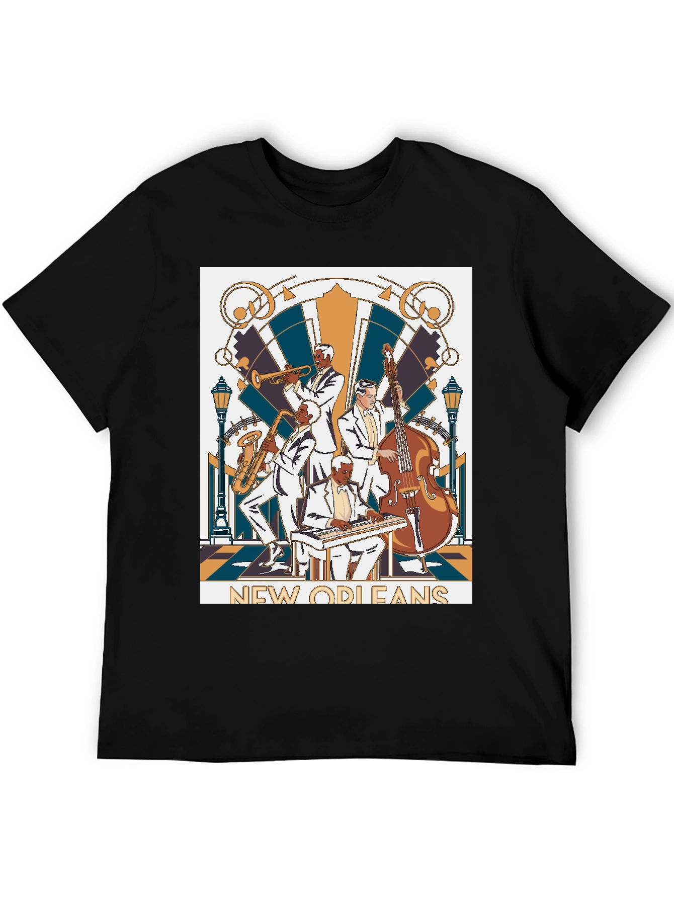 Black New Orleans Jazz Band T-Shirt - Black view 5