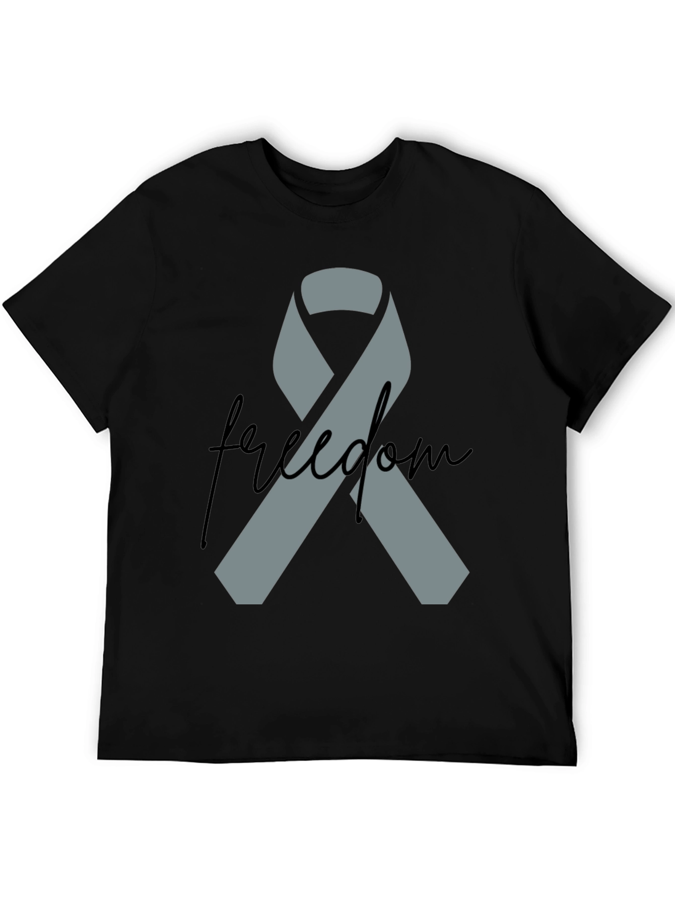 Freedom Ribbon T-Shirt - Grey Ribbon on Black - 5